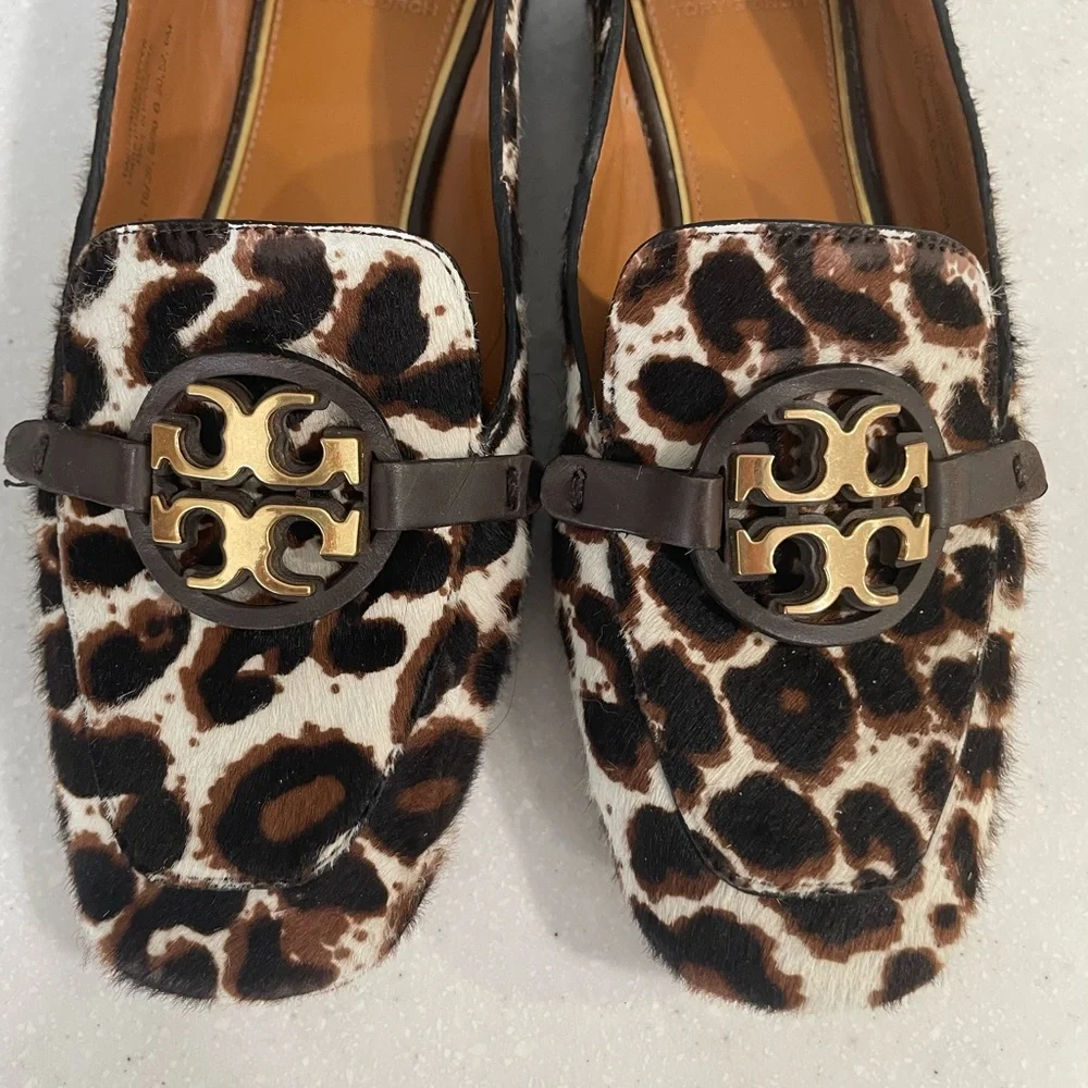 Tory Burch Miller Logo Leopard Calf Hair Loafers | Size 6 | Authentic
